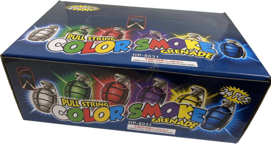 Wisconsin Fireworks Store Pull String Color Smoke Grenade Case, Uncle
